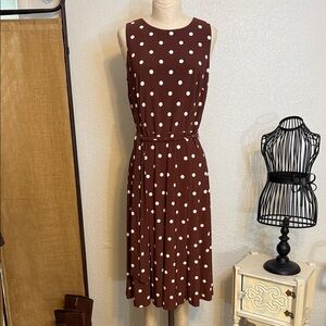 Anne Klein Chocolate and Cream Polka Dot Midi Dress